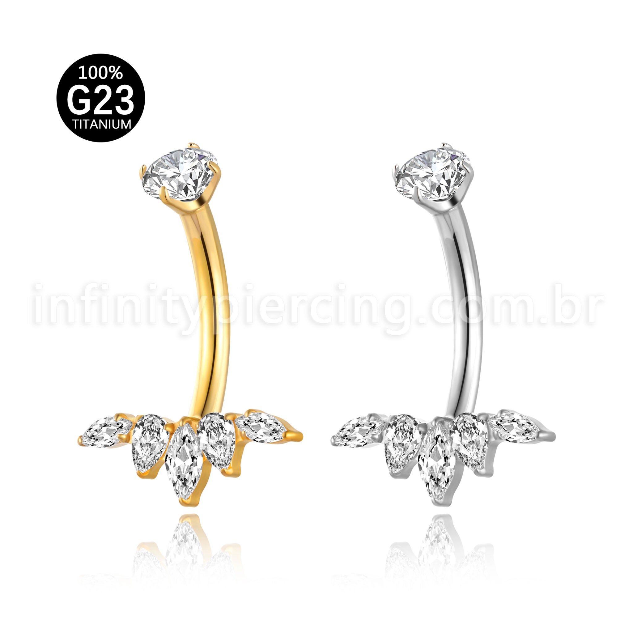 Piercing Banana Titânio Folhas Zircônia